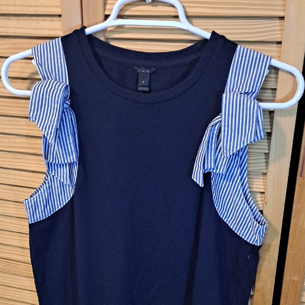 J. Crew Blue Ruffled Sleeveless Tank Top